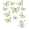 Topper piker dekoracja tort motyle roczek urodziny baby shower złoty 10szt